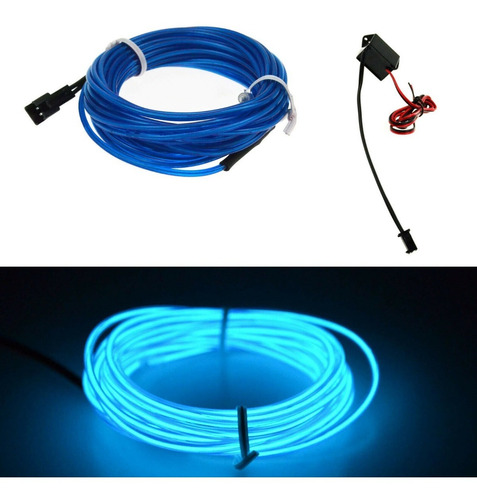 Kit Completo Cable Luz Neon 12v. 2m Azul Auto Tuning N40