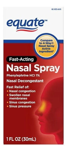 Equate Nasal Spray Descongestión Nasal 30ml Americano Color Neutro