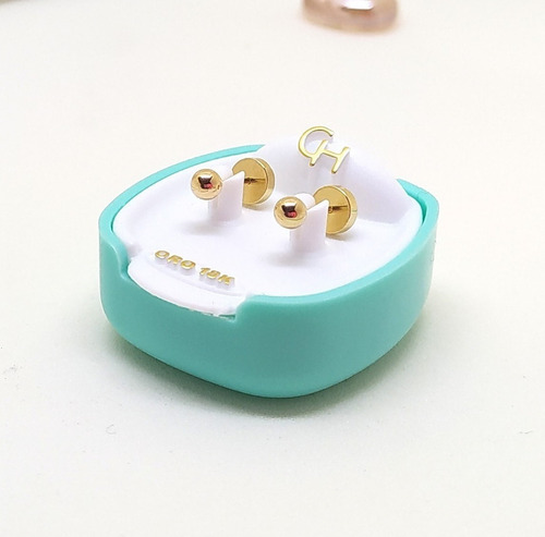 Imagen 1 de 4 de Abridores Ch Todo Oro 18k Bolitas 3mm Ch102 || Ctas