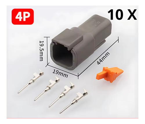 10 Conectores 4 Vias Deutsch Macho + Femea Dtm06-4s Dtm04-4p