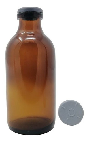 100 Pz Frasco Vidrio Ambar Antibiotico 60 Ml Tapon Hule
