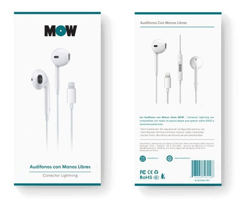 Imagen 3 de 4 de Auriculares Para iPhone De Ficha Única Con Manos Libres Blanco Con Microfono Intergado.