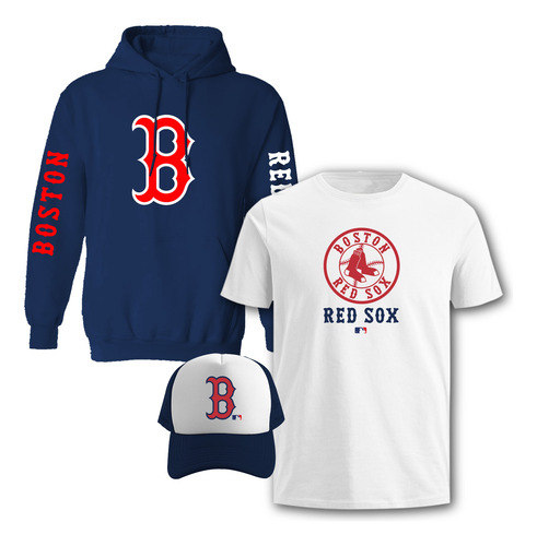 Paquete Sudadera + Playera + Gorra: Mlb Boston Red Sox
