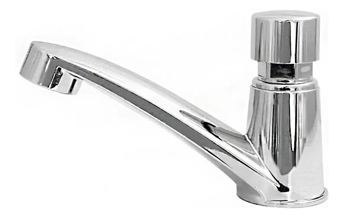 Torneira Lavatorio Banheiro Automatica Pressmatic Compact Acabamento Cromado Cor Prateado Temporizada Econômica Bancada Pia Mesa Cuba Economia De Água Local Público