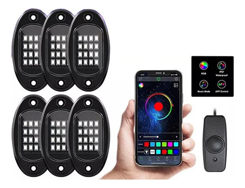 6pcs Luz Led Rgb Rock Light Bluetooth Control De Aplicacione