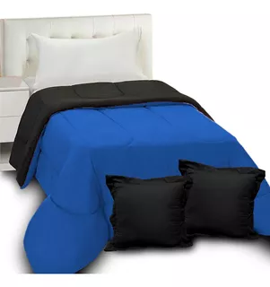 Combo Cover Reversible 2 1/2 Liso Mas + Dos Almohadones