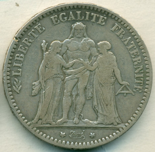 Francia Moneda De Plata 900 Tamaño Corona 5 Francos 1878 A