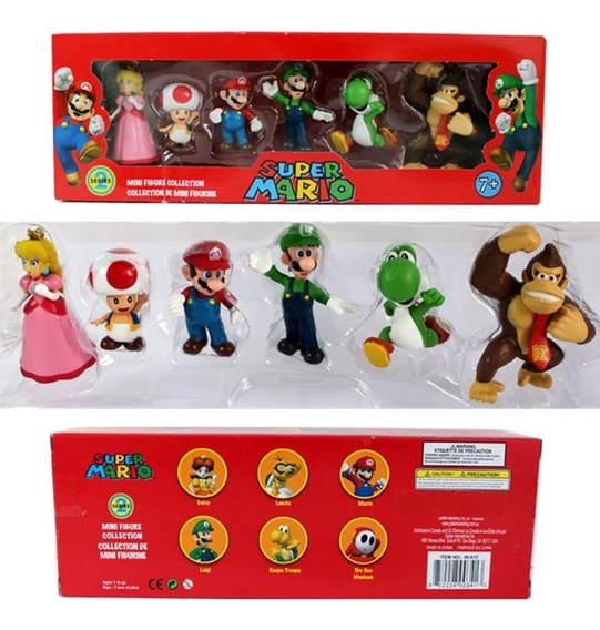 Peach Yoshi Toad Popco Super Mario Series 1 Set of 6 Mini Party Figures Mario