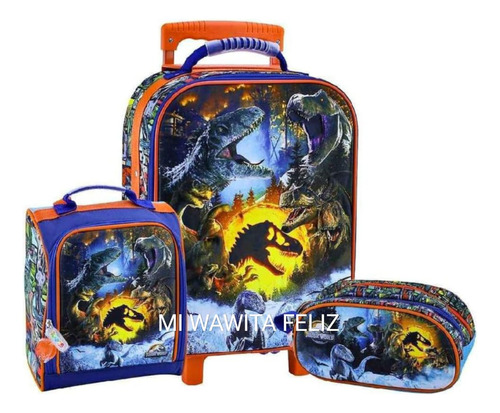 Set Maleta Jurassic Dinos Magic Oficio Lonchera Cartuchera