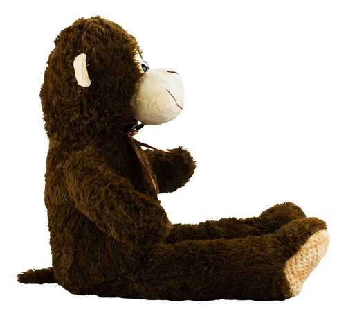 Boneco De Pelúcia Macaco Marrom Com Laço Sentado 77cm