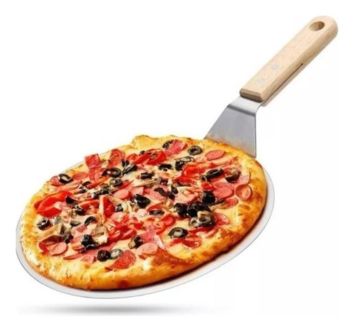 Pala De Pizza Redonda 30cm Acero Inoxidab / Mango De Madera