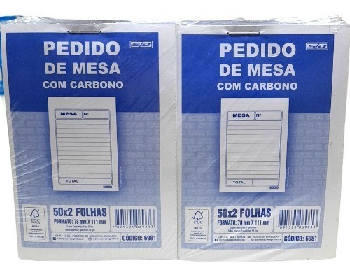 20 Blocos Comanda Pedido De Mesa Cópia C/ Carbono 50x2