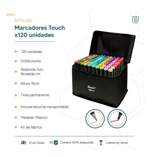 Marcadores Doble Punta X120 Touch + Pdf Para Dibujo Y Pintar