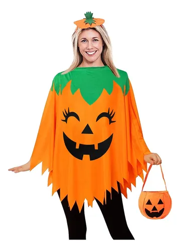 Disfraz De Actuación Fiesta Halloween Con Capa De Calabaza