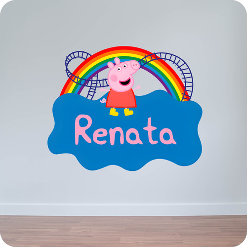 Vinilo Impreso Personalizado Con Nombre Peppa Pig 70 Cm