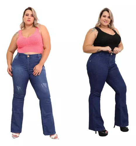 Kit Imbatível: 2 Calças Plus Size Flare Alta Qualidade