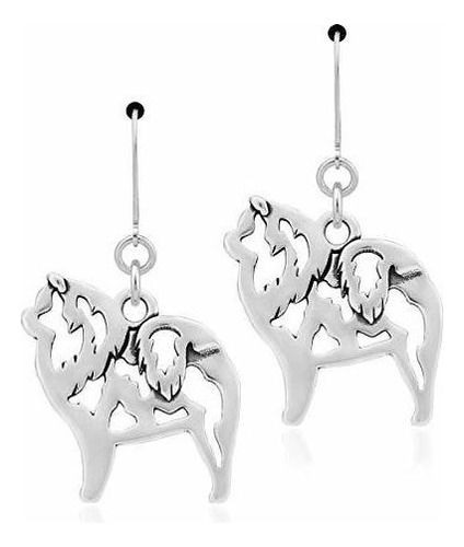 Aretes Anzuelo - Sterling Silver Chow Chow Earrings, Bod