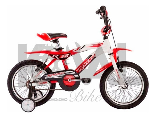 Bicicleta bmx freestyle infantil Raleigh MXR R16 frenos v-brakes color blanco/rojo con ruedas de entrenamiento  