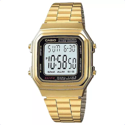 Reloj Casio A-178wga-1a Hombre Vintage Digital Dorado Alarma