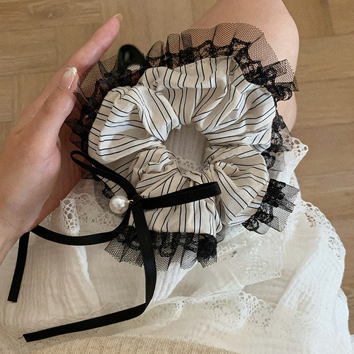 Diadema Elástica De Doble Capa Con Lazo De Encaje Coreano