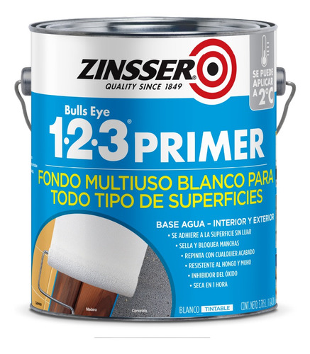 Esmalte Primer Multiuso Blanco Satinado Zinsser 1-2-3 3,785l