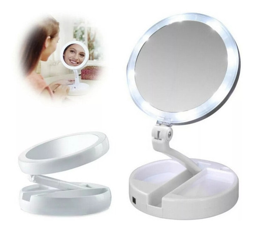 Imagen 1 de 9 de Espejo Con Luz Led Para Maquillaje Doble Aumento Usb