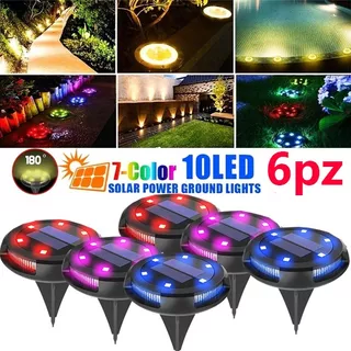 6pack De Luz Solar De Tierra Multicolor Luces Jardín Escaler