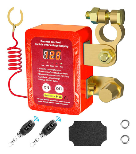 Interruptor Remoto De Desconexión De Batería De 12 V 240 A Interruptor Remoto De Desconexión De Batería, Interruptor De Antirrobo, Protección Del Coche/rojo