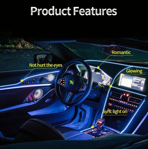 Imagen 9 de 10 de Hilo Tira Luz Neon Colores Led Conector Usb 12v Auto Moto 5m