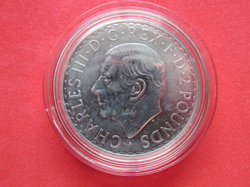 Moneda Inglaterra 2 Libras 1 Onza Plata Rey Carlos Iii 2024 (Usado)