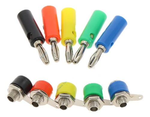 Conector Banana Plug 4mm, Macho Y Hembra, Pack 10 Pcs, Panel