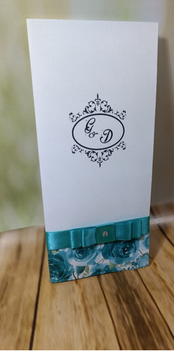 Manual/convite Padrinhos - Azul Tiffany  -8unidades