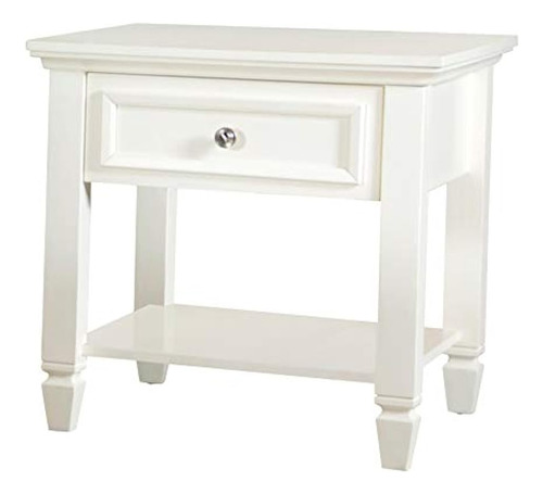 Mesa Auxiliar Con Cajón Y Estante De Madera Color Blanco.