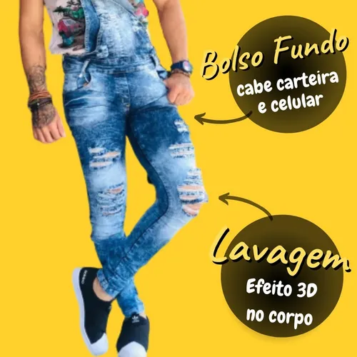 Jardineira calça rasgada sales