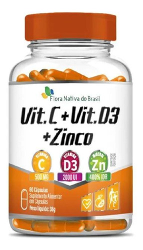 Pote Vitamina C Suplemento Capsula + Vit D3 2000ui +zinco