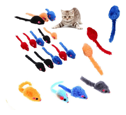 Juguete Gatos - Set 9 Ratones Con Sonido Y Catnip!!colores