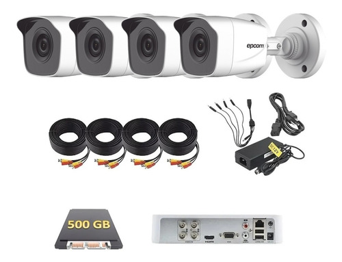 Kit Circuito Cerrado 4 Camaras Hikvision 1080p 2mp 500 Gb