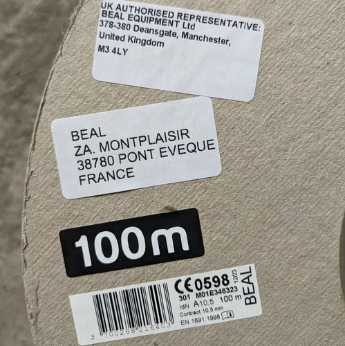 Cuerda Drisa Rapel Beal 100m 10.5cm Semiestática Rescate