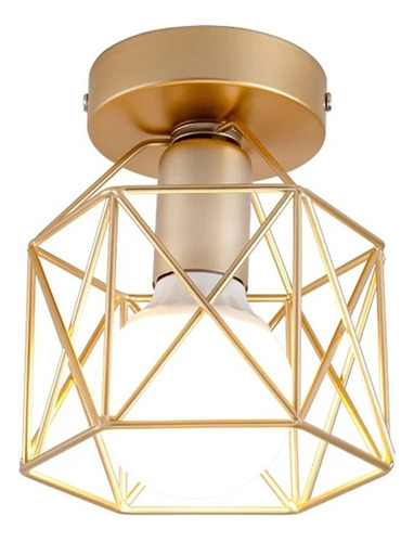 Plafón Cuadrado Industrial Vintage Lámpara Colgante Oro