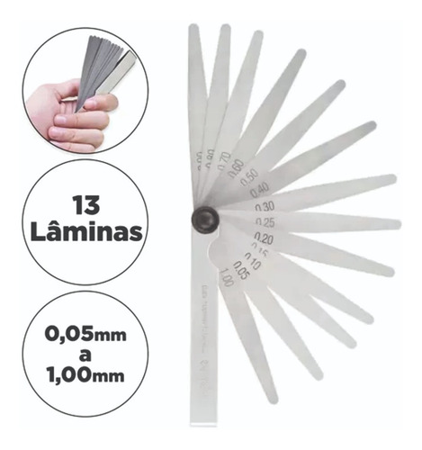 Calibre De Folga Mecânico 0,05mm A1,00 Mm 13 Lâminas Vonder