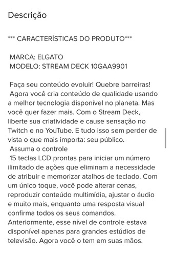 Stream Deck Elgato 15 Botões Lcd De Streaming (Usado)