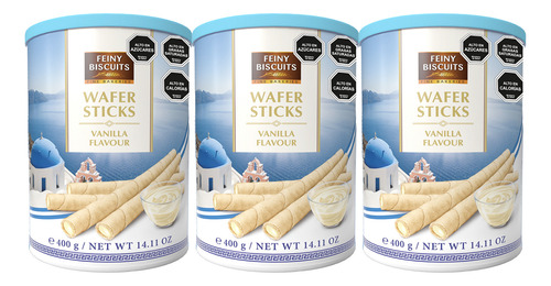 Pack 3 Latas Barquillos Wafer Sticks Crema Vainilla 400g