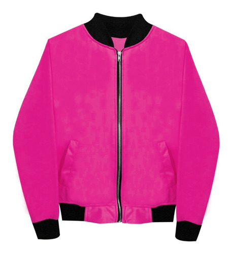  Chamarra Bomber Jacket Cierre Rosa Mexicano Pink Moda 