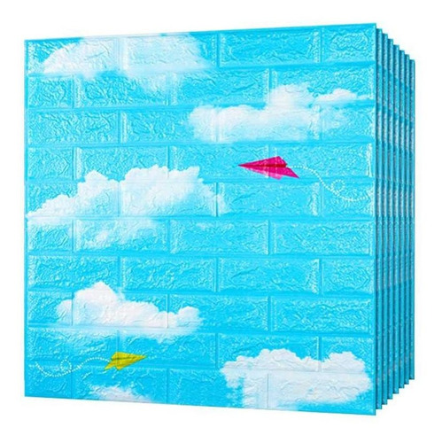 Blue 3d Self Adhesive Foam Wallpaper Stereo Brick Wall