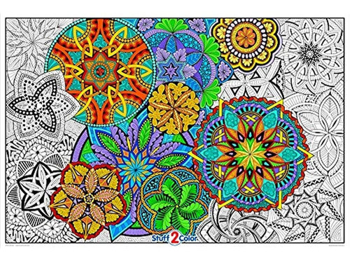 Mandala Madness Póster De Pared Para Colorear Tamaño Gigante