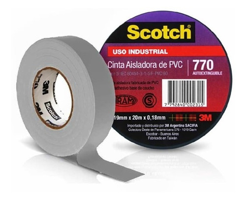 10u Cinta Pvc Uso Industrial 3m Scotch 770 - 20 Metros