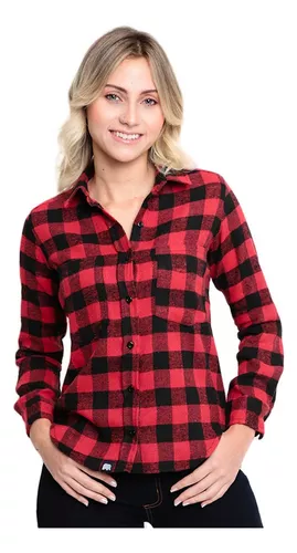 Camisa Feminina Flanelada Estampa Xadrez Marisa