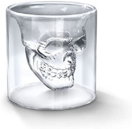 Set De Shots 2 Vasos Cristal Calavera Craneo 13 Cm (2 Pzas)