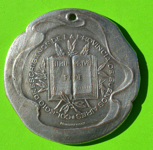 Antigua Medalla Colegio De Escribanos Pcia. Bs. As. 1903 