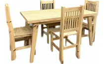 Comprar Mesa De Comedor Madera Pino Vintage 120x80 + 4 Sillas Hindu